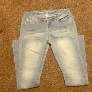 Denim light wash straight leg jeans